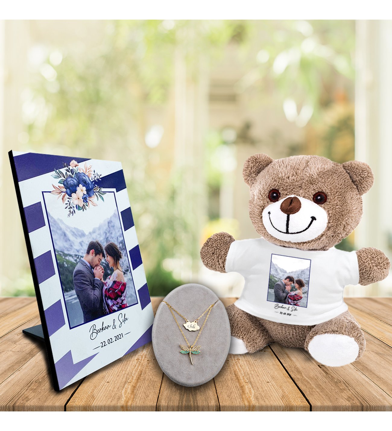 Kişiye Özel UV Baskılı Fotoğraflı Ahşap Çerçeve & Peluş Ayıcık ve İsimli Firuze Yusufcuk Kolye Kişiye Özel UV Baskılı Fotoğraflı Ahşap Çerçeve & Peluş Ayıcık ve İsimli Firuze Yusufcuk Kolye
