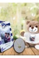 Kişiye Özel UV Baskılı Fotoğraflı Ahşap Çerçeve  & Peluş Ayıcık ve Safir Yusufcuk Kolye