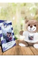 Kişiye Özel UV Baskılı Fotoğraflı Ahşap Çerçeve ve Peluş Ayıcık