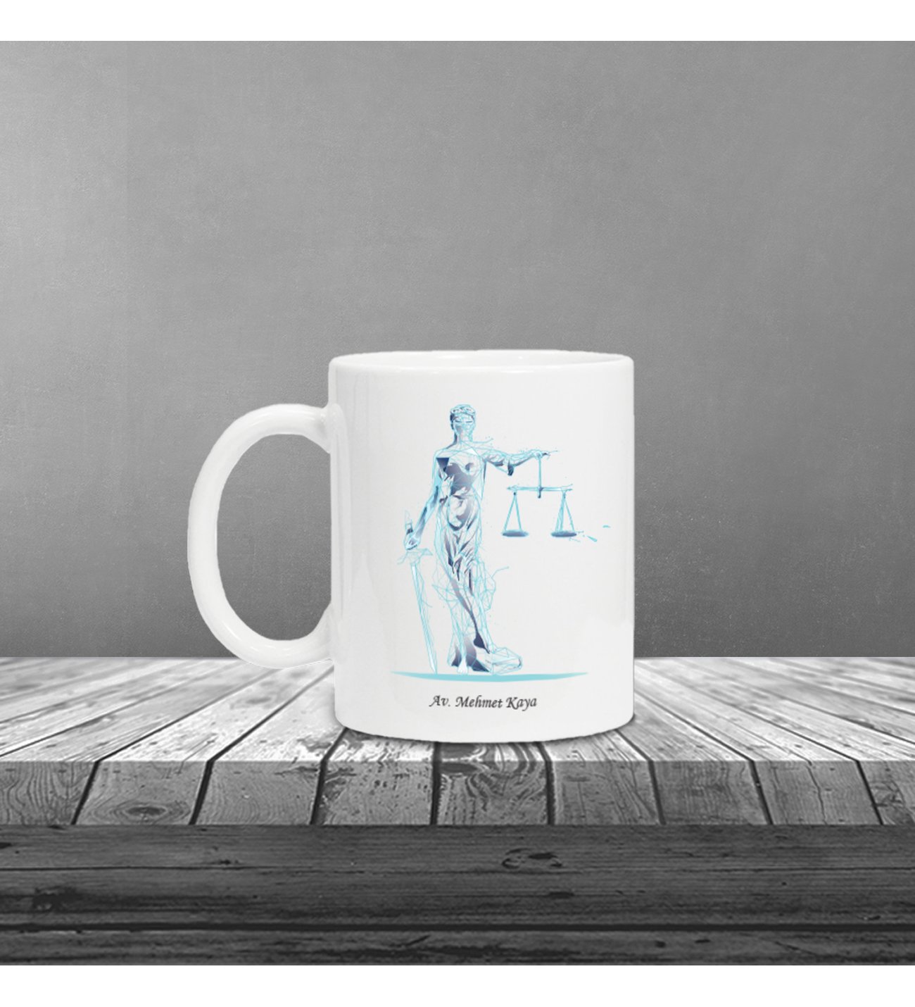 Kişiye Özel UV Baskılı Fütüristtik Tasarım Avukat Temalı Kırmızı Defter & Kırmızı Roller Kalem ve Kupa Seti