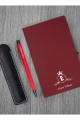 Kişiye Özel UV Baskılı Klasik Model Bordo Defter ve Kırmızı Tükenmez Kalem ve Kupa Seti Kişiye Özel UV Baskılı Klasik Model Bordo Defter ve Kırmızı Tükenmez Kalem ve Kupa Seti