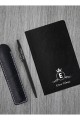 Kişiye Özel UV Baskılı Klasik Model Siyah  Defter ve Siyah Tükenmez Kalem ve Kupa Seti