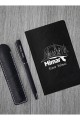 Kişiye Özel UV Baskılı Mimar Temalı Klasik Model Siyah  Defter ve Siyah Roller Tükenmez Kalem ve Kupa Seti