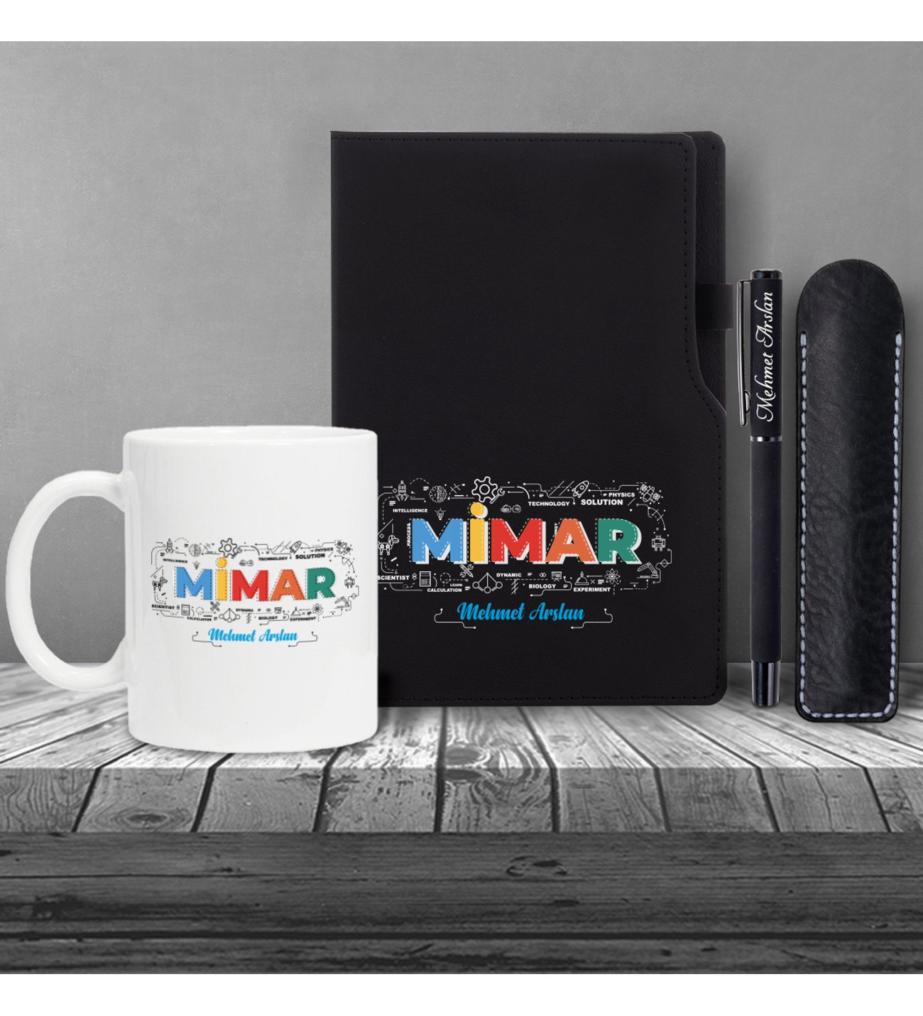 Kişiye Özel UV Baskılı Mimar Temalı Siyah Defter & Siyah Roller Kalem ve Kupa Seti Kişiye Özel UV Baskılı Mimar Temalı Siyah Defter & Siyah Roller Kalem ve Kupa Seti