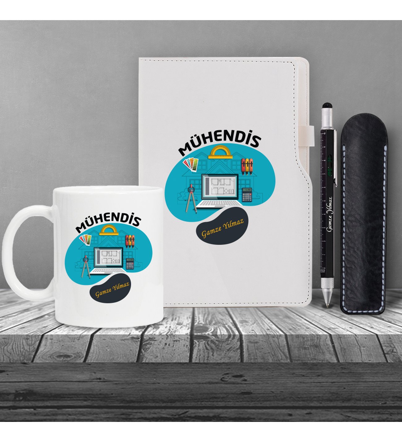 Kişiye Özel Uv Baskılı Mühendis Temalı Beyaz Defter & Fonksiyonel Mühendis Kalemi ve Kupa Seti Kişiye Özel Uv Baskılı Mühendis Temalı Beyaz Defter & Fonksiyonel Mühendis Kalemi ve Kupa Seti