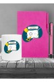 Kişiye Özel UV Baskılı Mühendis Temalı Pembe Defter & Pembe Roller Kalem ve Kupa Seti