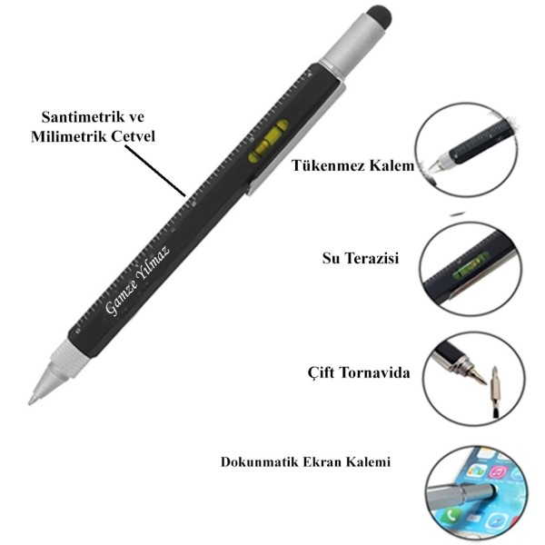 Kişiye Özel Uv Baskılı Mühendis Temalı Siyah Defter & Fonksiyonel Mühendis Kalemi Seti