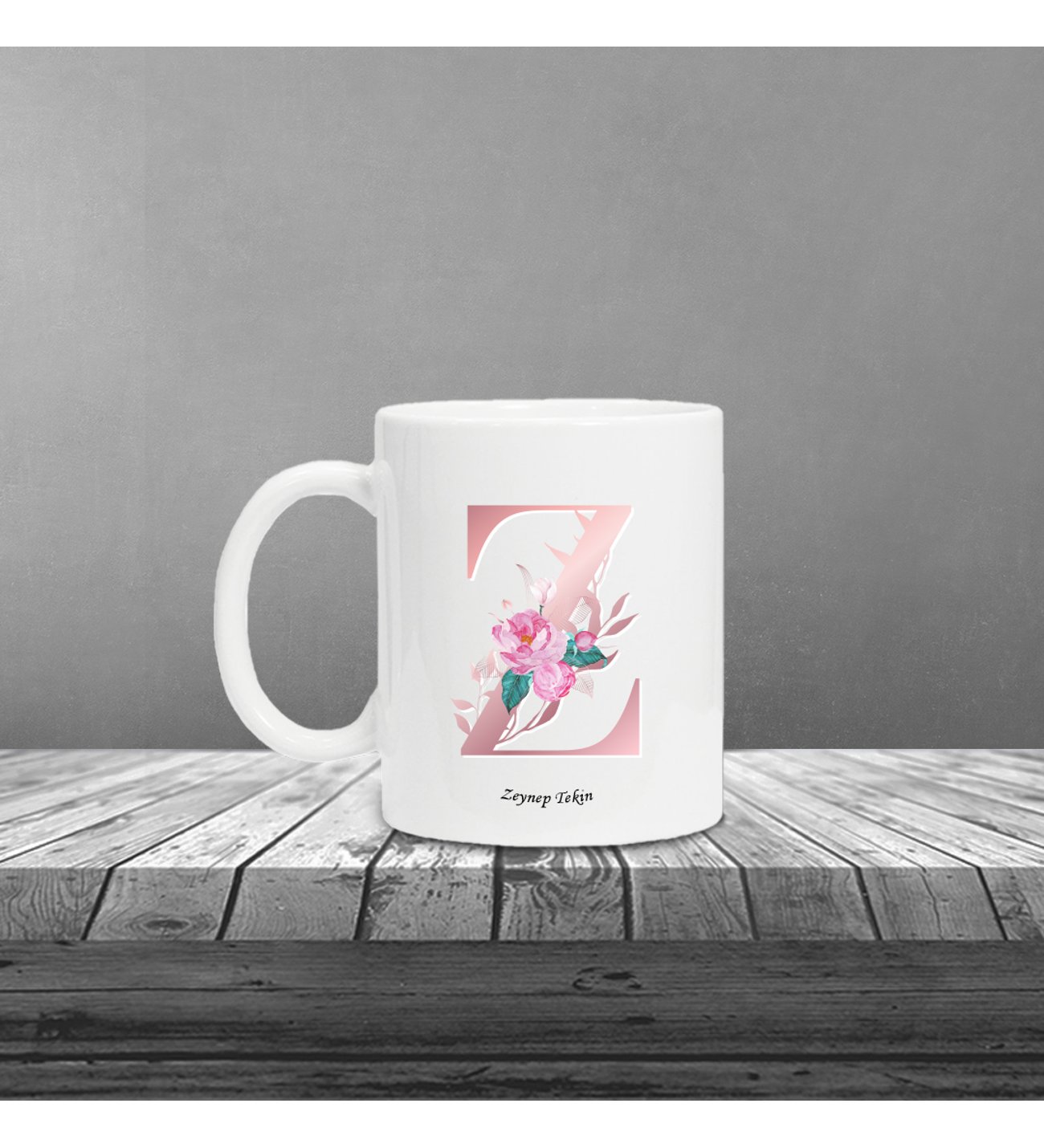 Kişiye Özel UV Baskılı Pembe Harfli Beyaz Defter Roller Kalem Kupa Seti Kişiye Özel UV Baskılı Pembe Harfli Beyaz Defter Roller Kalem Kupa Seti