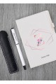 Kişiye Özel UV Baskılı Pembe Harfli Beyaz Defter Roller Kalem Seti Kişiye Özel UV Baskılı Pembe Harfli Beyaz Defter Roller Kalem Seti