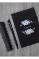 Kişiye Özel UV Çiçekli Siyah Defter Kalem Kupa Seti Kişiye Özel UV Çiçekli Siyah Defter Kalem Kupa Seti