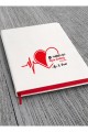 Kişiye Özel  Uv Spotify Kodlu Bizim Şarkımız Baskılı Kalpli  Beyaz Defter ( Kırmızı Kenar ) & Beyaz Tükenmez Kalem Seti