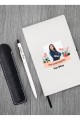 Kişiye Özel Yeni İş Temalı Beyaz Defter ( Siyah Kenar ) & Beyaz Tükenmez Kalem ve Kupa