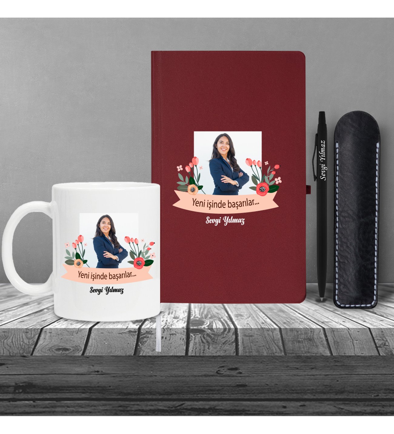 Kişiye Özel Yeni İş Temalı Bordo Klasik Defter & Siyah Tükenmez Kalem ve Kupa Kişiye Özel Yeni İş Temalı Bordo Klasik Defter & Siyah Tükenmez Kalem ve Kupa
