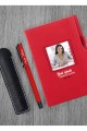 Kişiye Özel Yeni İş Temalı Kırmızı Defter & Kırmızı Roller Kalem ve Kupa Seti