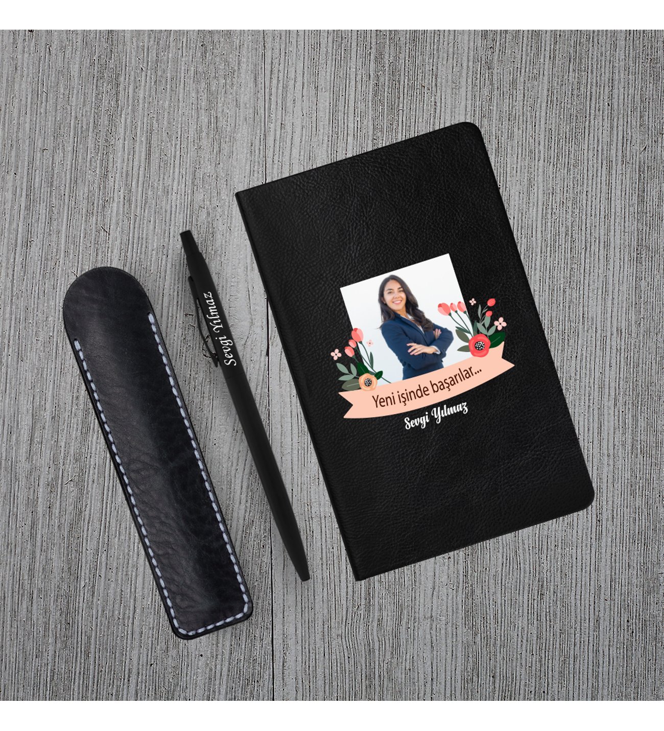 Kişiye Özel Yeni İş Temalı Siyah Klasik Defter & Siyah Tükenmez Kalem Seti Kişiye Özel Yeni İş Temalı Siyah Klasik Defter & Siyah Tükenmez Kalem Seti