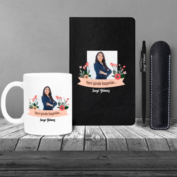 Kişiye Özel Yeni İş Temalı Siyah Klasik Defter & Siyah Tükenmez Kalem ve Kupa Seti Kişiye Özel Yeni İş Temalı Siyah Klasik Defter & Siyah Tükenmez Kalem ve Kupa Seti