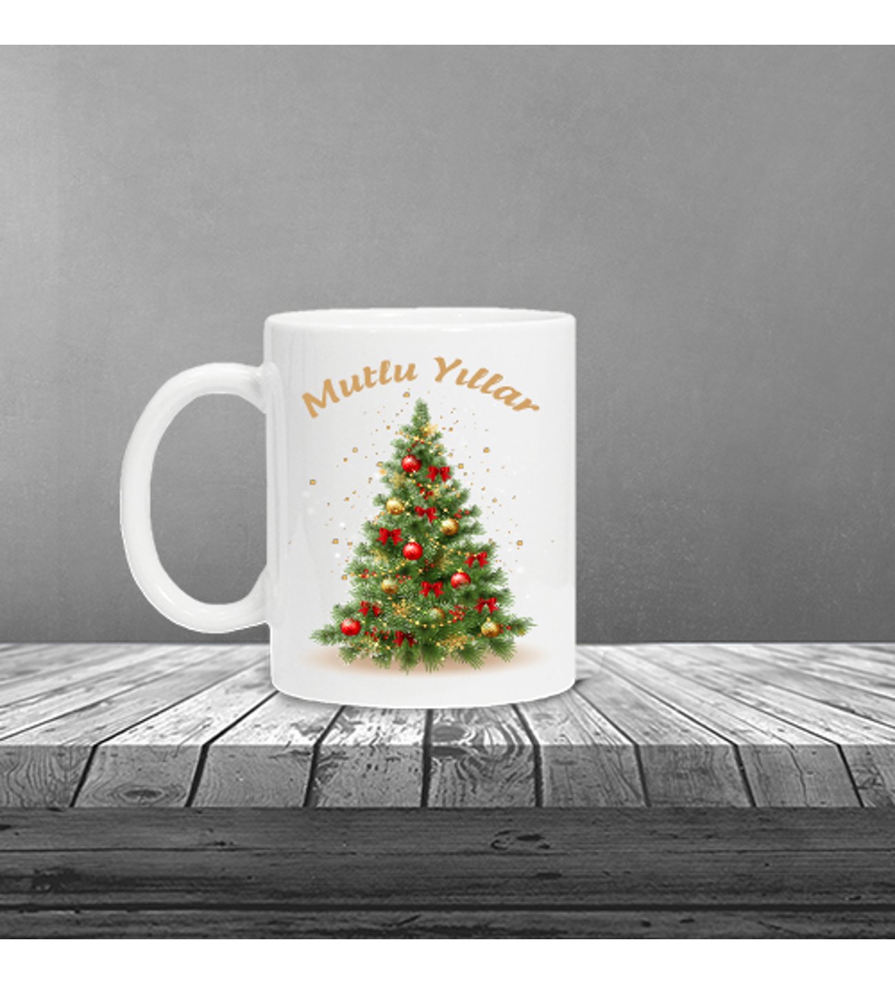 Kişiye Özel Yılbaşı Temalı Kırmızı Defter Tükenmez Kalem Kupa Seti