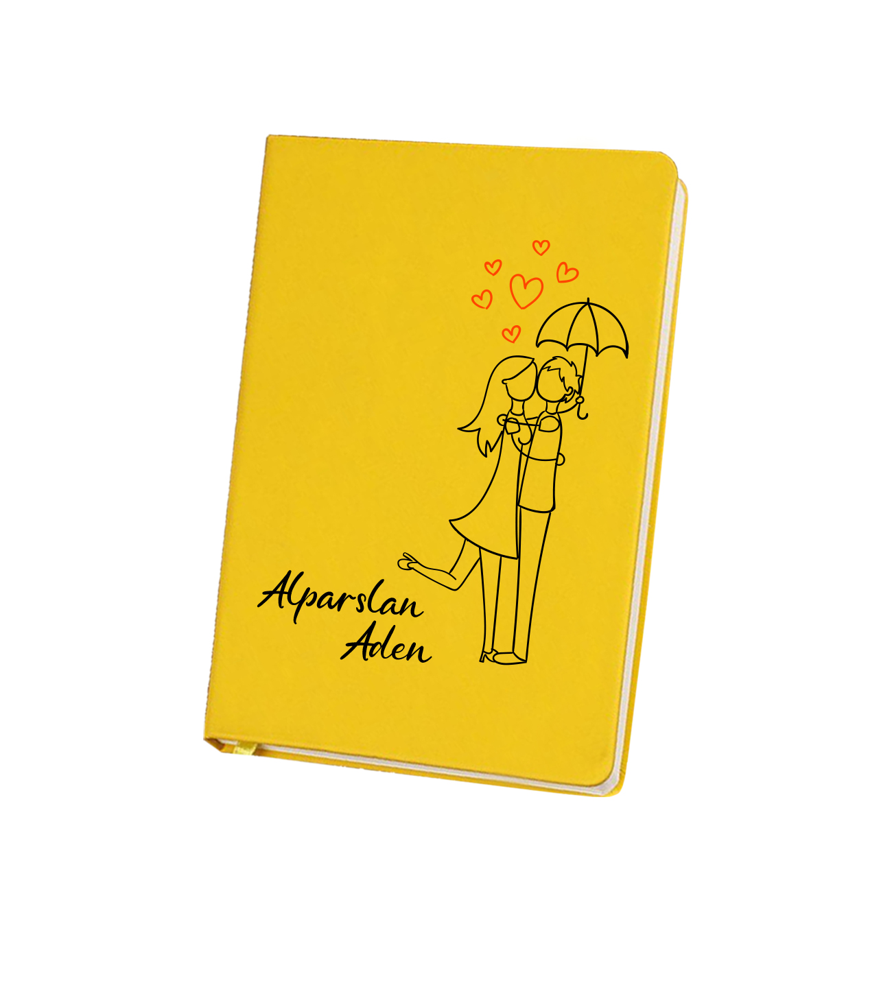 Sevgiliye Kişiye Özel İsimlli Şemsiye Altında Çift Temalı Defter