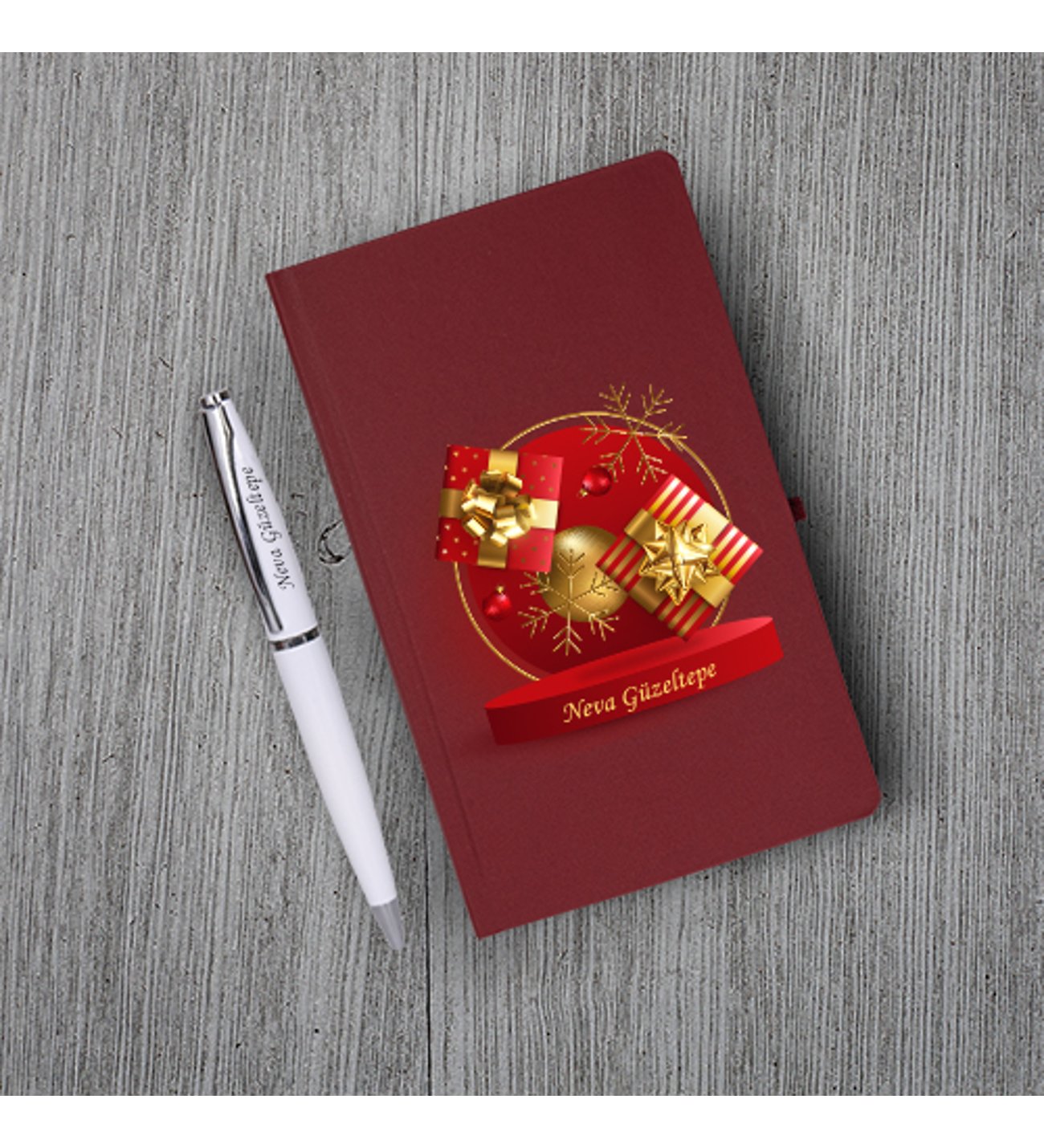 Yılbaşı Özel Klasik Bordo Defte Tükenmez Kalem Hediye Seti Yılbaşı Özel Klasik Bordo Defte Tükenmez Kalem Hediye Seti